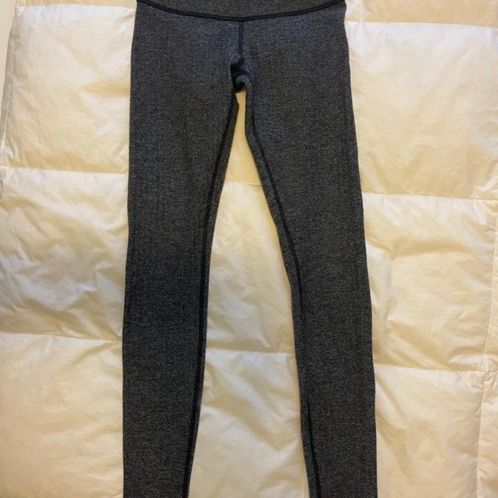 Lululemon Athletica Wunder Under Leggings Heathered Herringbone Dark Gray Size 4